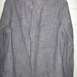 Merona Blue Gray Chambray Button-Down Shirt Men's Large Slim